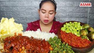 ikan asam pedas karedok kacangsambal terasi lalapanterong goreng pete Mukbang