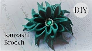 DIY Kanzashi Ribbon Flower Brooch Kanzashi Flower tutorial Fabric flower