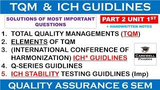 ICH GUIDLINES  TQM  Part 2 Unit 1  Quality Assurance 6th semester