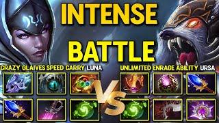 EPIC LATE GAME BATTLE  Crazy Glaives Speed Carry Luna Vs. Unlimited Enrage Ability Carry Ursa DotA2