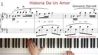 HISTORIA DE UN AMOR GIOVANNI MARRADI PIANO Tutorial Music Sheet How to play EASY ИСТОРИЯ ЛЮБВИ  Ноты