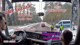 VDL Futura Bus Driving  Polish roads Police stopped  CV Camera  Cockpit