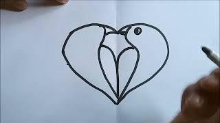 How to draw birds from a heart easy drawing M P Drawing tutorial paintingsdrawings for music