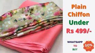 New Collections Of High Quality Plain Fancy Chiffon Sarees Under 499  Whats App To Buy  Saree Haul