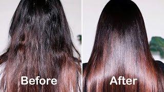 HOW TO GET SMOOTH SHINY & SILKY HAIR WITH 1 USE  DIY HAIR MASK FOR DAMAGED HAIR