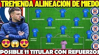  DE LUJO  ¡Asi Será la Posible ALINEACIÓN De MIED0 de Cruz Azul Con TODOS sus REFUERZOS