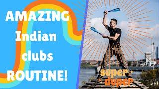 Club swinging 104  Lesson 1515 Full double Indian clubs routine