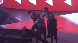 Dean Ambrose walks to the back with Renee after being attacked by Lashley - Raw After Mania 2019