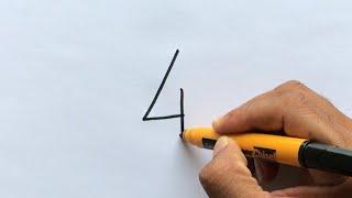 How to turn number 4 into Boat Picture  Easy Drawing for Beginners