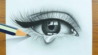 How to draw realistic eye with tears for beginners  eyes drawing tutorial