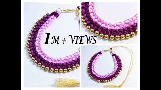 Handmade Double Colour Chocker Necklace  Silk Thread Jewellery Making At Home