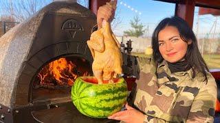 Chicken in a Watermelon Fantastically Tender Meat in Oven