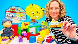 Nicole und Spielzeuge - lehrreiches Video für Kinder. Wir bringen die Spielzeuge in Ordnung.