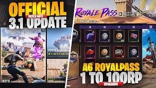 A6 Royal Pass 1 To 100 Rp Rewards 3.1 Update Official Patch Note  New Features  PUBGM