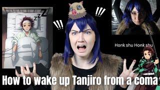 Inosuke Tries To Wake Tanjiro From His Coma  Inosuke Demon Slayer Cosplay Skit