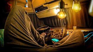 Morning Routine of the an ALONE TRUCK DRIVER and Night Camping in Scania