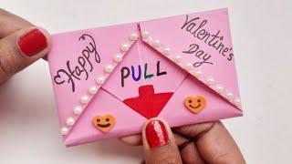 DIY-Pull Tab Origami Envelope Card  Letter Folding Origami  Valentines Day Card  Greeting Card