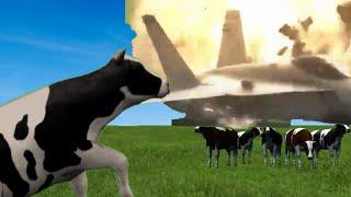 cow accidentally throws jet on cowland