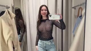 Is It Possible To Wear A See Through Blouse Without A Bra.See-Through Try On Haul At The Mall