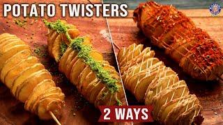 Potato Twisters at Home - 2 ways Baked & Fried  Potato Starters Snacks  Potato Spiral Stick