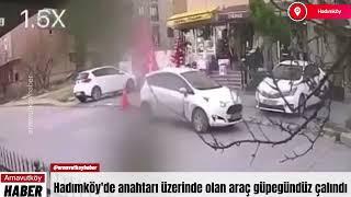 Çalışır haldeki otomobil güpegündüz çalındı O anlar kamerada