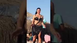 Arabic big boobs girl doing amazing belly dance in public