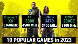 Phenom II X6 vs FX 8300 vs Core i5 3470 vs Athlon 3000G = 10 GAMES in 2023