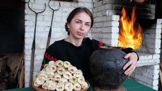 Cooking CABBAGE ROLLS and  ANCIENT MEAT DISH in the village oven Food in Ukraine