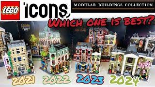 LEGO Icons Modulars Police Station vs Boutique Hotel vs Jazz Club vs Natural History Museum