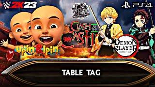 Upin & Ipin Vs Demon Slayer Tanjiro & Zenistu Table Tag  WWE 2K23 PS4 Gameplay