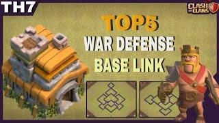 TOP 5 BEST TOWN HALL 7 WAR DEFENSE BASE COPY LINK 2024 TH7 WAR BASE WITH LINK  CLASH OF CLANS