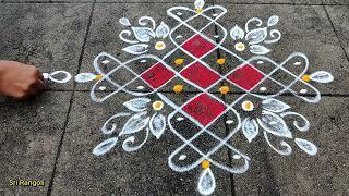 Simple Melikala Muggulu6x2 dots Sikku Kolam DesignsTraditional MugguluBorder Rangoli #srirangoli