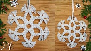 DIY fácil COPOS de NIEVE en MACRAME paso a paso  DIY Macrame Snowflake Step by Step Tutorial