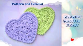 How to Crochet a Coaster Heart. Crochet Granny Square for Beginner. Pattern & Tutorial.