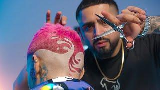 Crazy freestyle hair design makeover  Wild barber haircuts