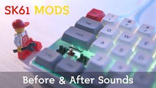 SK61 Mods  Before & After Typing Sounds Comparison Gateron Optical Red Switches