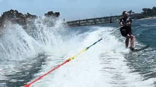 Surfing in California - water skiing boat riding