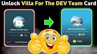 How to Unlock Villa for the DEV Team Card hamster kombat  daily combo card Villa for the DEV Team