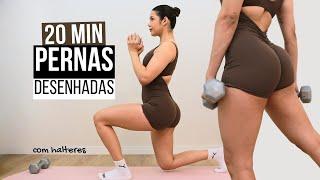 TREINO COMPLETO DE PERNAS COM HALTERES 20 MIN PARA FORTALECER E DEFINIR INFERIORES EM CASA