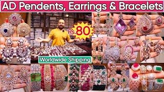 Latest Exclusive Designer AD Pendents Earrings & Braclets Collection 2024  All AD Accessories