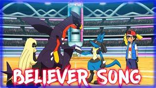 Ash Vs Cynthia Full Battle  Pokemon Journeys   Believer Song   AMV 