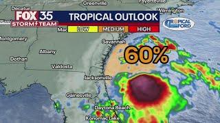 Tracking the Tropics System off Florida Coast to produce wind passing showers