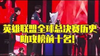 英雄联盟全球总决赛历史助攻榜前十名！ #lck #faker #lpl #英雄联盟13周年庆