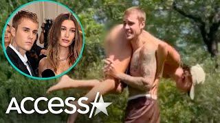 Justin Bieber Carries Hailey Bieber In A Bikini In Cheeky Vacation Video