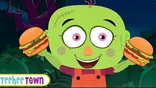 This Funny Zombie Eating Burger  Spooky Scary Song For Kids By Teehee Town