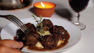 Lamb Meatballs in a Mushroom Sauce from Aragón Spain.