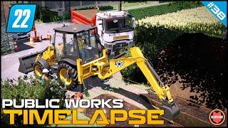  Digging A Trench For A Pipeline With A JCB Backhoe Loader ⭐ FS22 City Public Works Timelapse