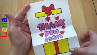 Überraschungskarte DIY  Thank You Mama Gift Card   Geschenk zeichnen  Draw Surprise Gift Box card