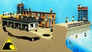 Maximum Security Prison Hit by Tsunami - LEGO Dam Breach Experiment - Wave Machine VS Jail