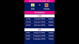 India tour of Srilanka 2024 Schedule Fixtures #indvssl #shorts #schedule #viratkohli #rohitsharma